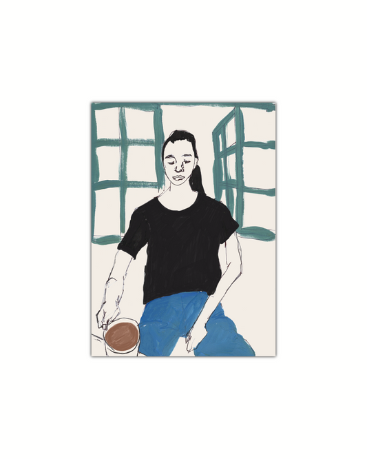 Girl sipping Coffee | Postcard