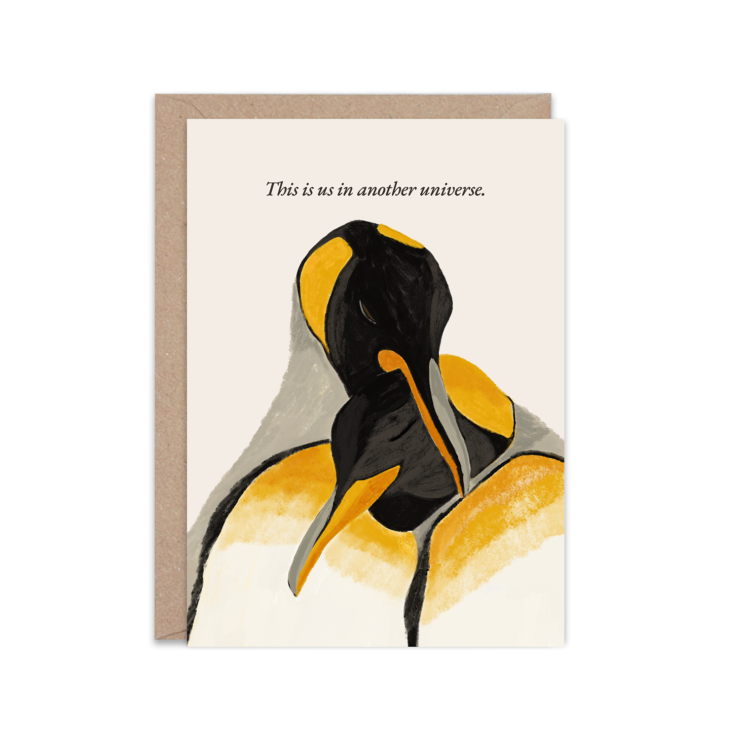 Penguin art penguin illustration penguin greeting card Two penguins in love